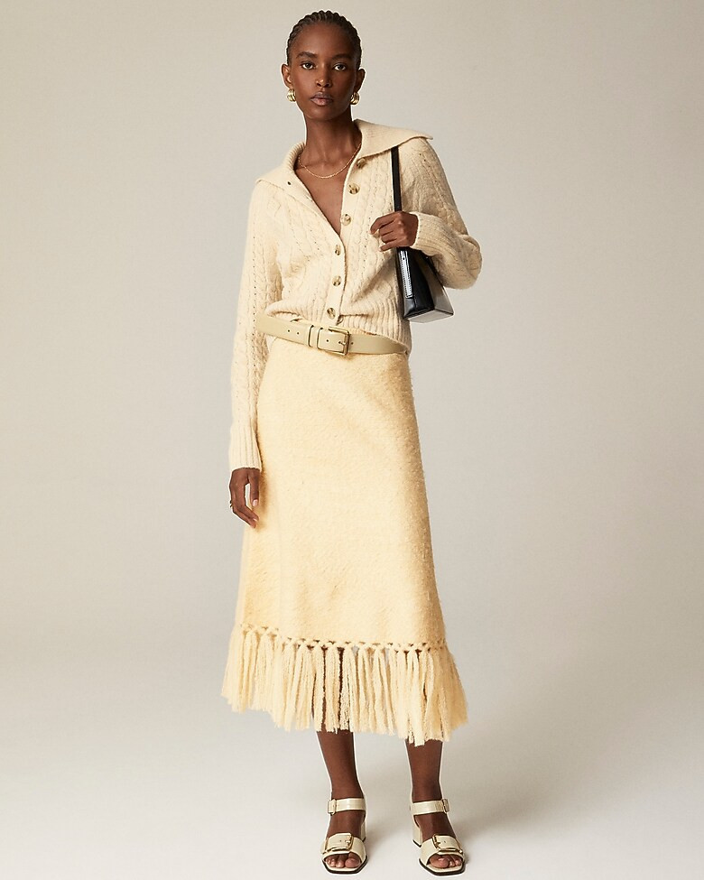 Fringe-trim sweater-skirt | J. Crew US