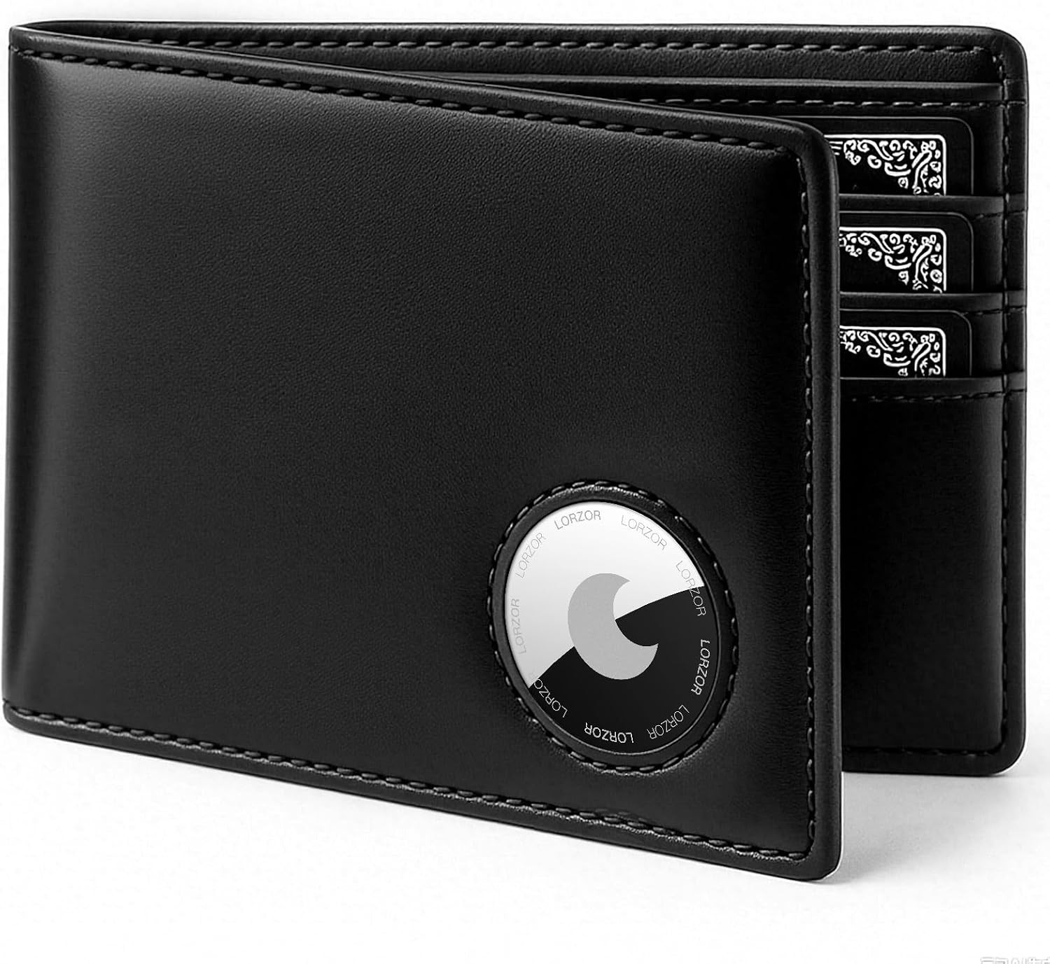 AirTag Wallet- Bifold Top Grain Leather AirTag Wallet for Men, Minimalist Front Pocket Wallet with Airtag Holder, RFID Blocking, 12 Card Capacity Gift for Men(Black) | Amazon (US)