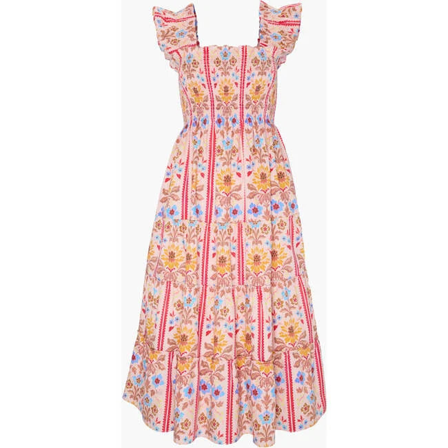 Hill House Home | The Ellie Nap Dress, (Pink Floral Block Stripe, Size Small) | Maisonette | Maisonette