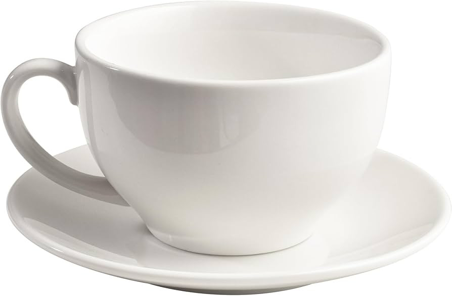 ionEgg Porcelain Coffee Cup with Saucer 220ml/7.3oz for Cappuccino, Latte, and Tea, Elegant White | Amazon (US)