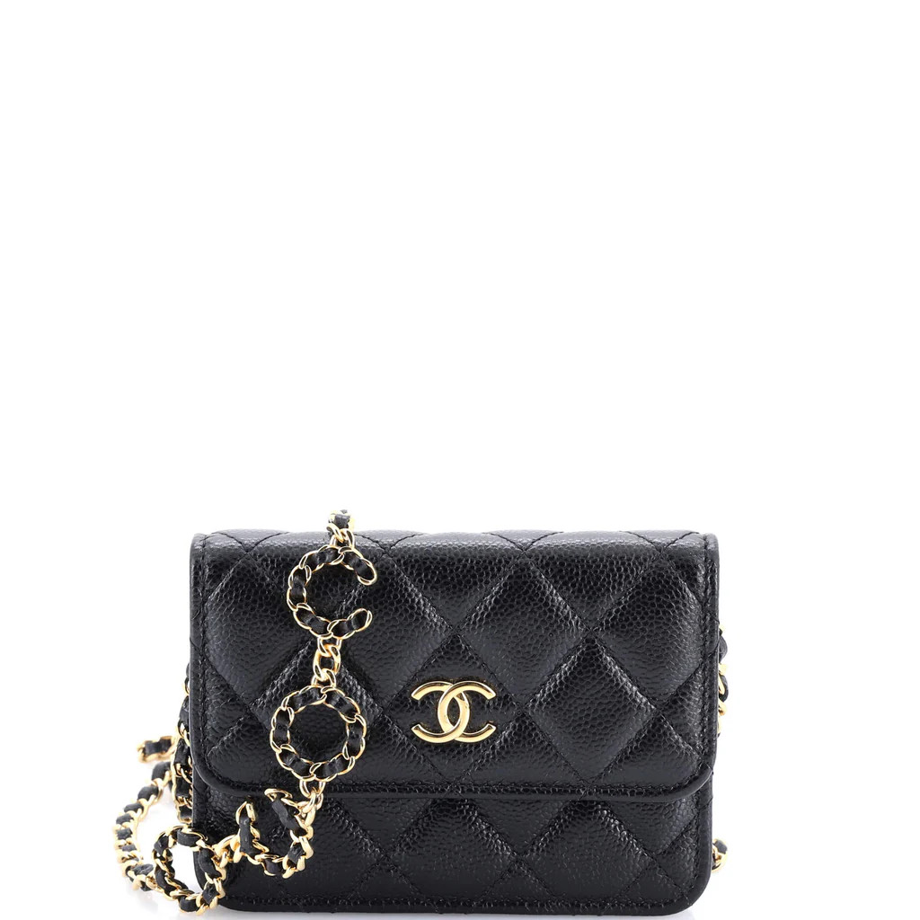 Miss Coco Strap Flap Clutch with Chain Quilted Caviar Mini | Rebag
