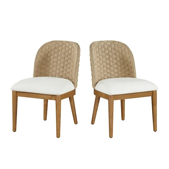 My Texas House Saylor Farmhouse Dining Chair Set, Natural Wood, Set of 2 | Walmart (US)