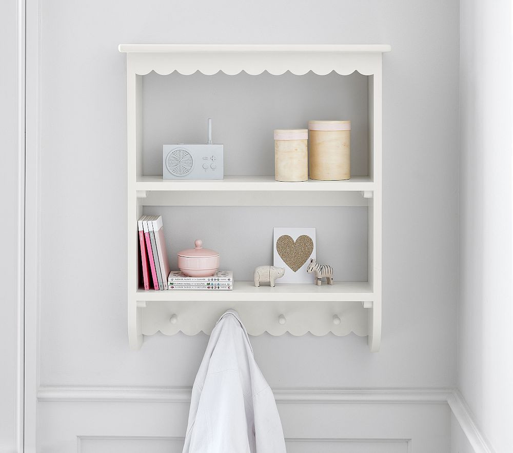 Scalloped Tiered Shelf with Hooks | Pottery Barn Kids