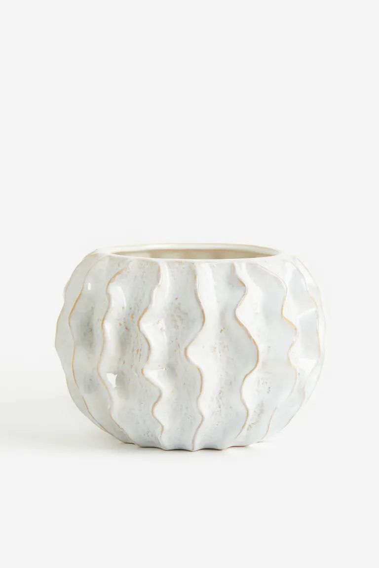 Stoneware Plant Pot - White - Home All | H&M US | H&M (US + CA)