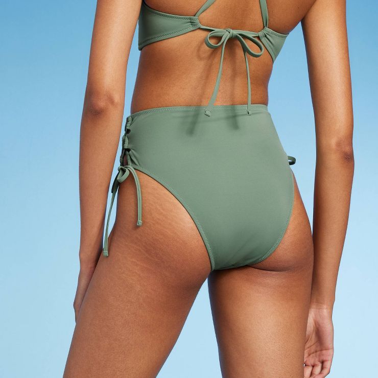 Women's Lace-Up High Waist High Leg Extra Cheeky Bikini Bottom - Shade & Shore™ | Target