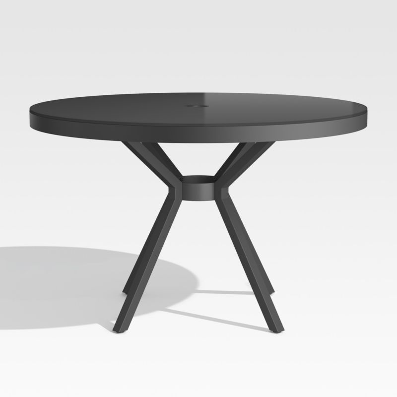 Dune Black Outdoor Round Glass Dining Table + Reviews | Crate & Barrel | Crate & Barrel