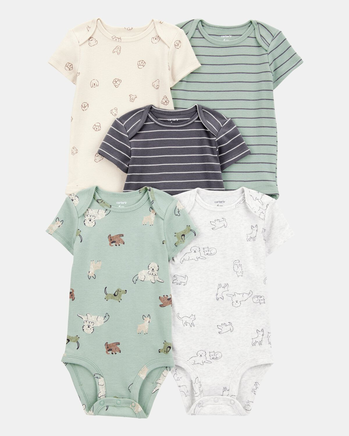 Baby Boy 5-Pack Dog Short-Sleeve Cotton Bodysuits | Carter's Inc