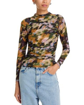 Aqua Printed Mesh Mock Neck Top - Exclusive | Bloomingdale's (US)