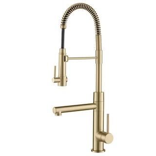 KRAUS Single-Handle Kitchen Faucet with Pre-Rinse Sprayer and Pot Filler in Spot Free Antique Cha... | The Home Depot