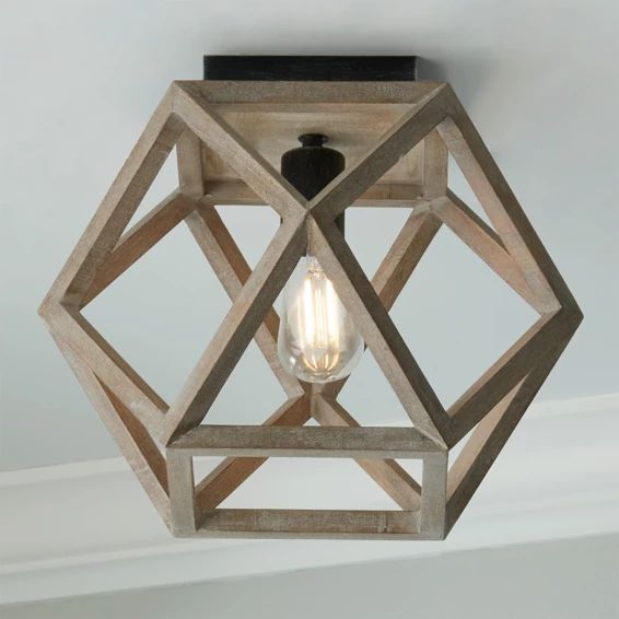 Weathered Wood Cage Ceiling Light | Shades of Light