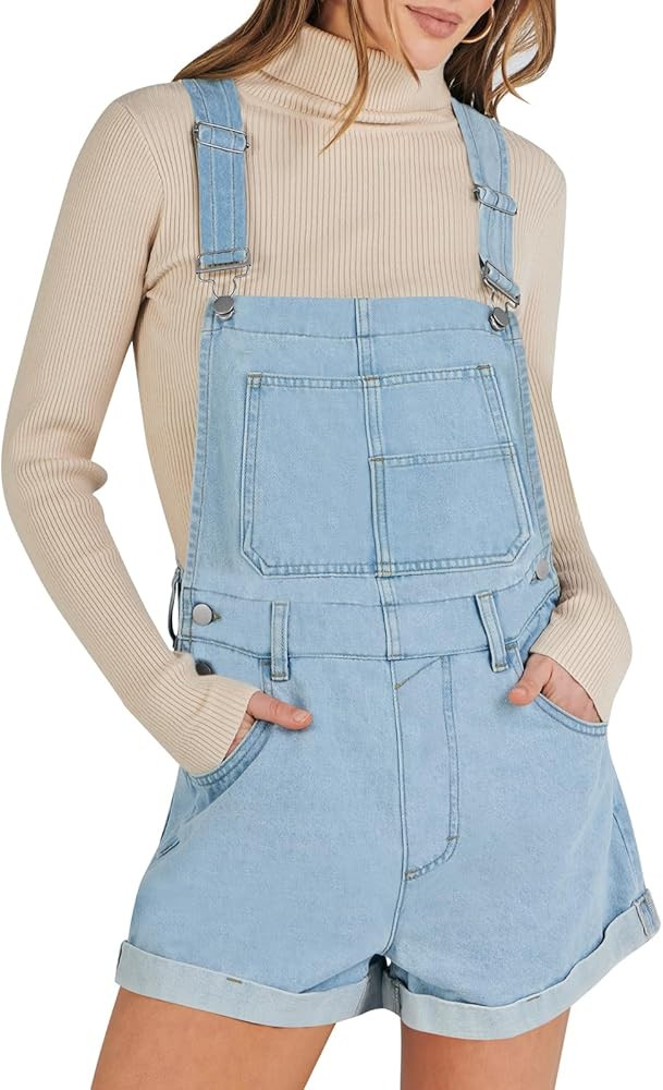 ANRABESS Womens's Denim Shortalls Loose Fit Sleeveless Adjustable Straps Shorts Bib Overalls Jean... | Amazon (US)