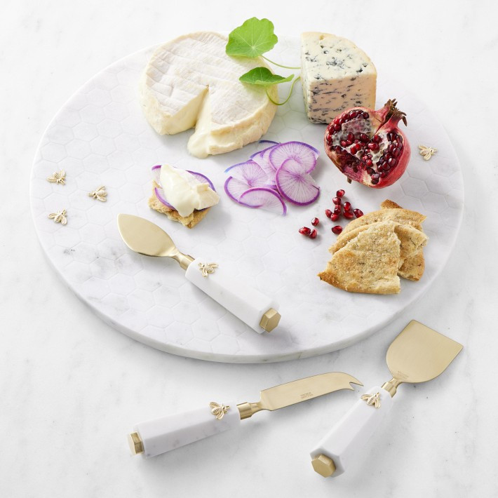 Marble Honeycomb Round Cheese Board with Honeycomb Cheese Knives | Williams-Sonoma