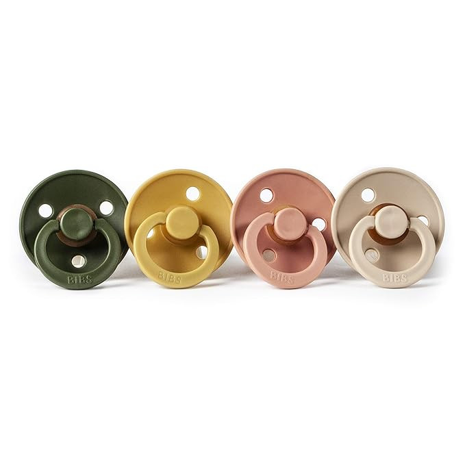 BIBS BPA-Free Natural Rubber Baby Pacifier | Made in Denmark (Hunter Green/Mustard/Peach/Vanilla,... | Amazon (US)