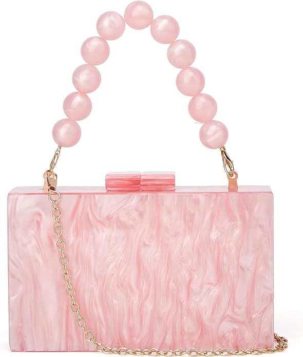 URAWOW Acrylic Evening Handbag Beads Bag for Women Graceful Shoulder Bag Satchel Marble Clutch Pu... | Amazon (CA)