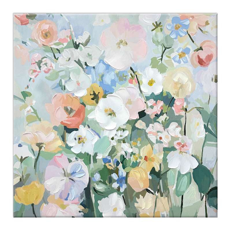 Hand Painted Pastel Floral Canvas Wall Art, 32" | At Home