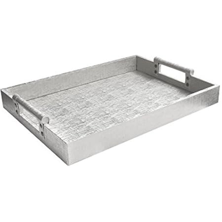 American Atelier Alligator Rectangle Serving Tray with Handles, 14" x 19" x 3", Silver | Amazon (US)