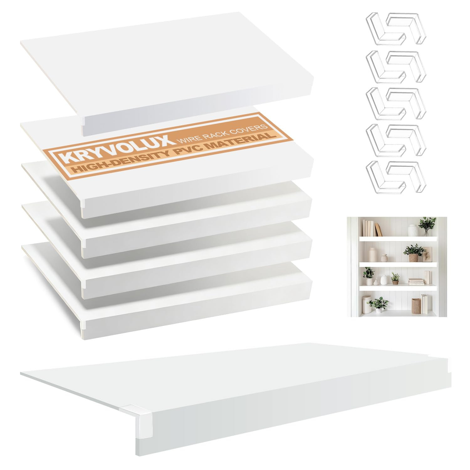5 Pcs Wire Rack Covers 33x16x3 inch PVC Pantry Shelf Cover 0.31 inch Thick Removable Closet Wire ... | Amazon (US)