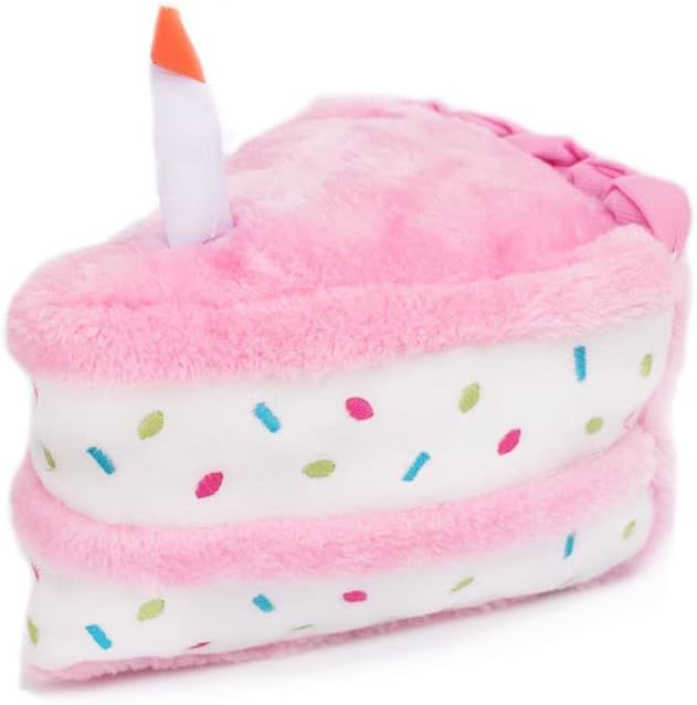 ZippyPaws Birthday Gifts for Dogs - Pink Birthday Cake Slice, Plush Squeaky Dog Toy, Dog Birthday... | Amazon (US)