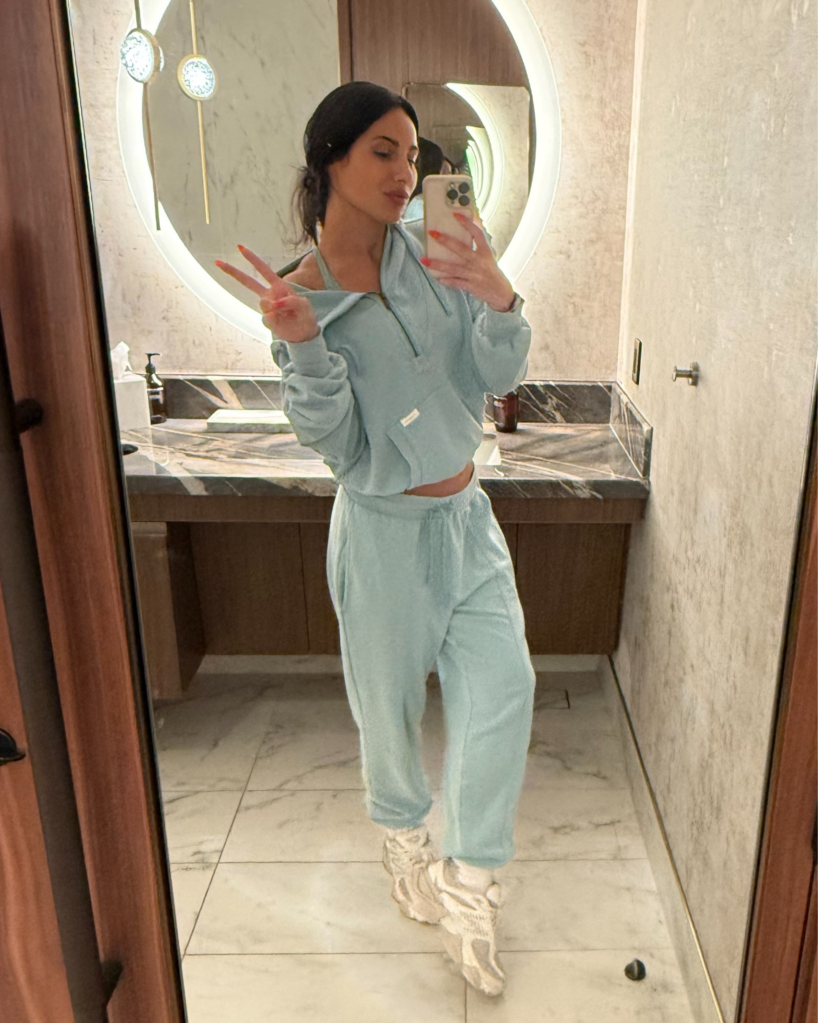 the cutest travel sweatsuit 🩵 so cozy & so comfy. 

#LTKTravel #LTKFitness #LTKGiftGuide