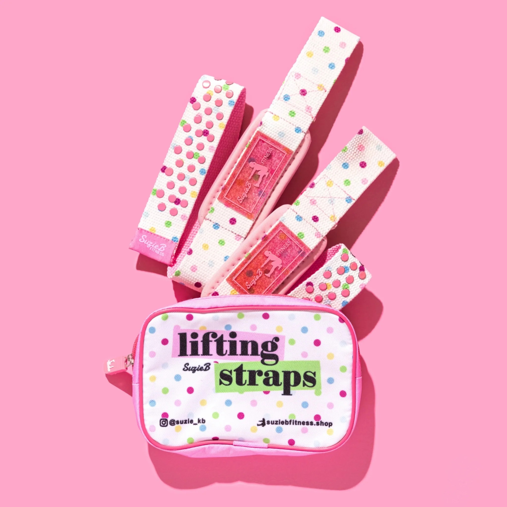 White Sprinkle Lifting Straps | SuzieB Fitness