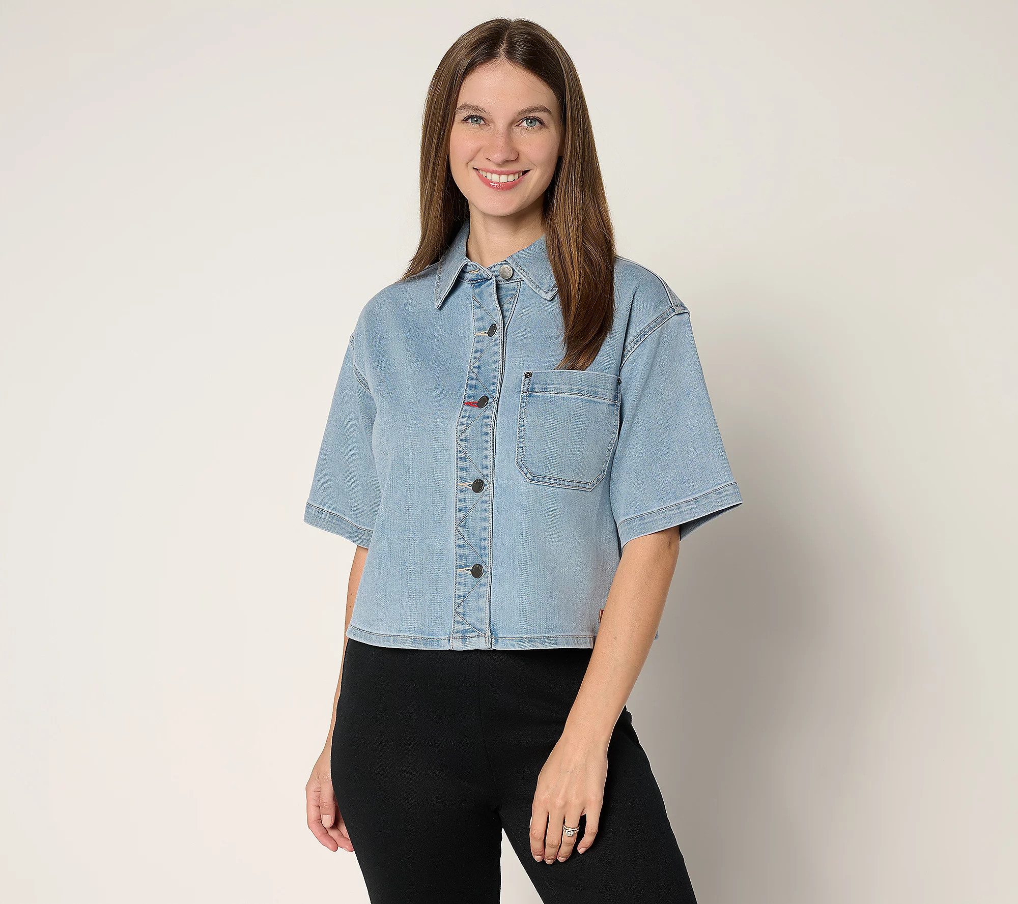 Peace Love World Short-Sleeve Denim Jacket | QVC