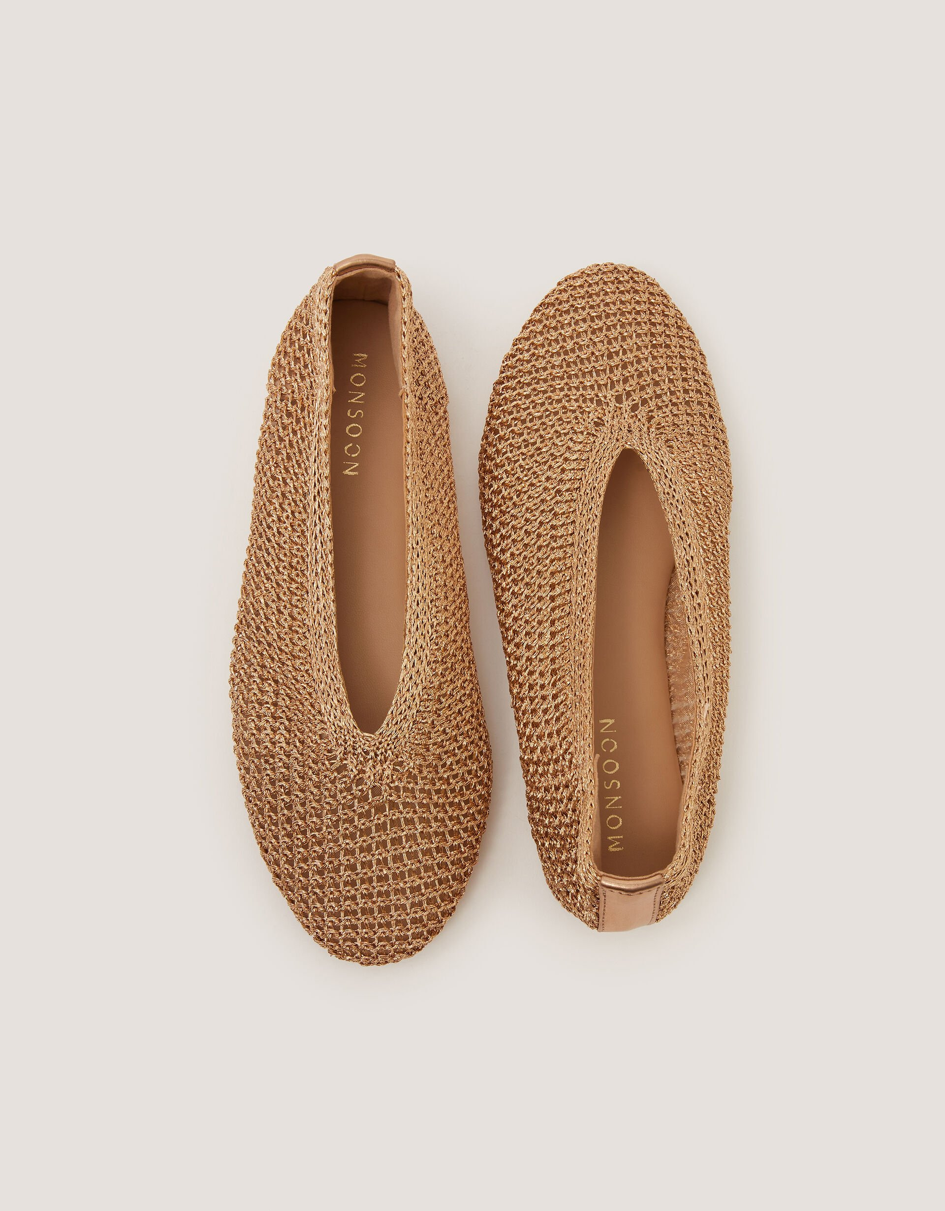 Alma Knitted Ballet Flats Gold | Monsoon (UK)