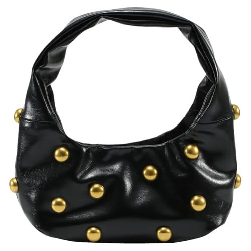 YFGBCX Studded Purses Crescent Shoulder Bag Y2K Purse for Women Hobo Handbag Soft Leather Fall Purse Studded Bag | Amazon (US)