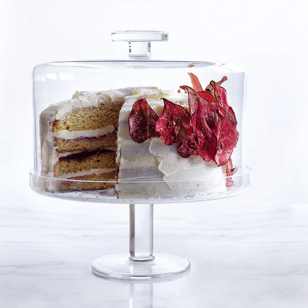 Footed Glass Pedestal Cake Stand with Dome + Reviews | Crate & Barrel | Crate & Barrel