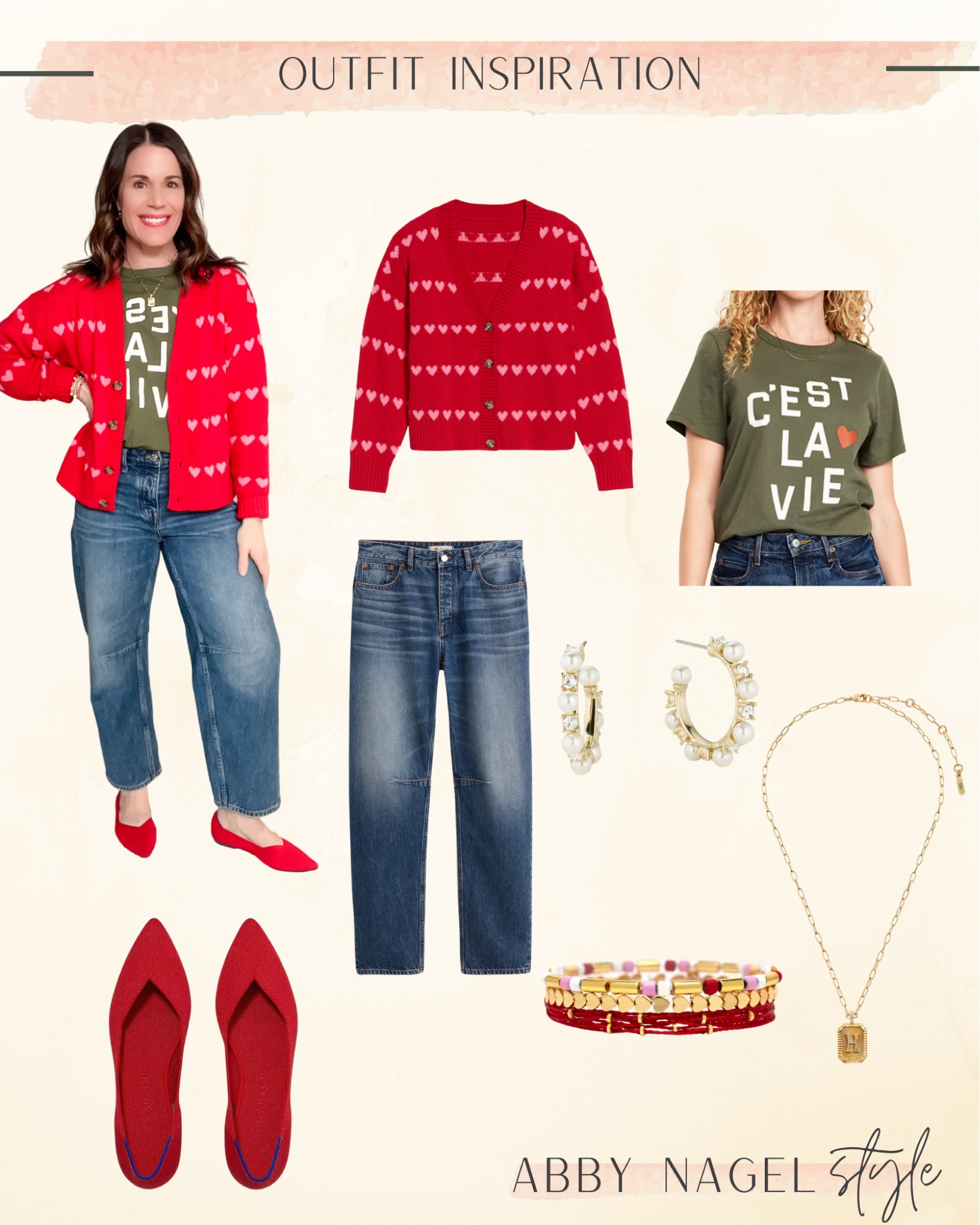 Valentine’s Day inspired outfit idea!! Swap out the Farsi and wear this look all spring! 

Denim size 25 Petite 
Shoes: Similar 
Sweater & Tee: XS 

#LTKFindsUnder50 #LTKStyleTip #LTKPetite