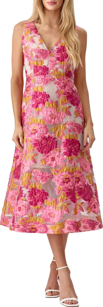 Adelyn Rae Agnes Floral Jacquard Midi Dress | Nordstrom | Nordstrom