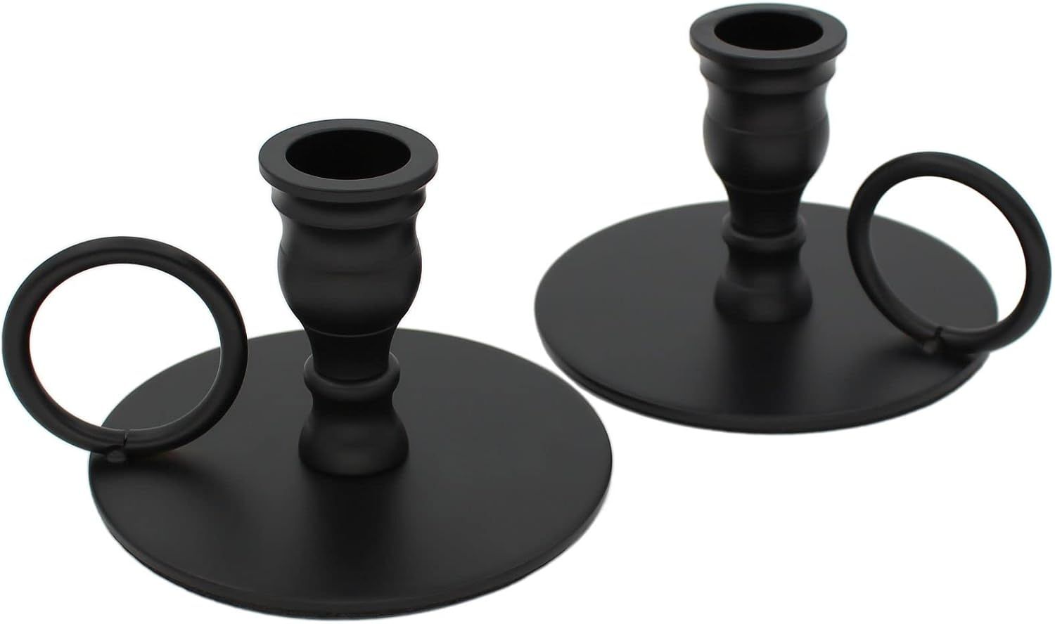 Thindolex Taper Candle Holders for Candlesticks with Handle, Matte Black Wrought Iron Metal Candl... | Amazon (US)