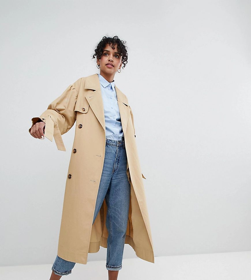 Monki Classic Mac Trench Press Collection-Beige | ASOS (Global)