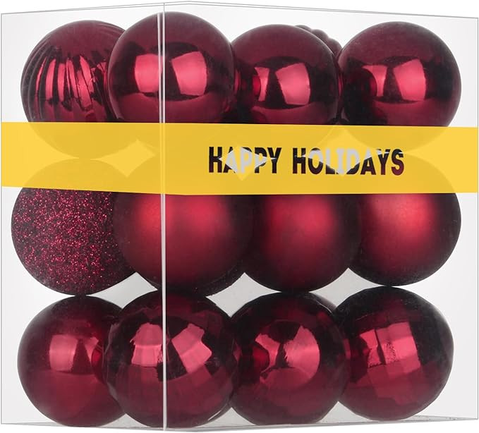 Maroon 2.5" Christmas Balls Christmas Tree Decoration Ornaments Shatterproof Hanging Balls for Bi... | Amazon (US)