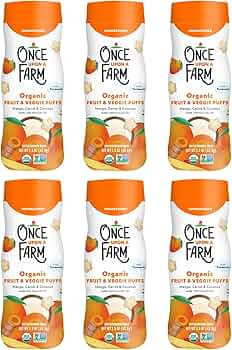 Once Upon a Farm Organic Baby Fruit & Veggie Puffs, Mango, Carrot & Coconut | 6 count | Amazon (US)