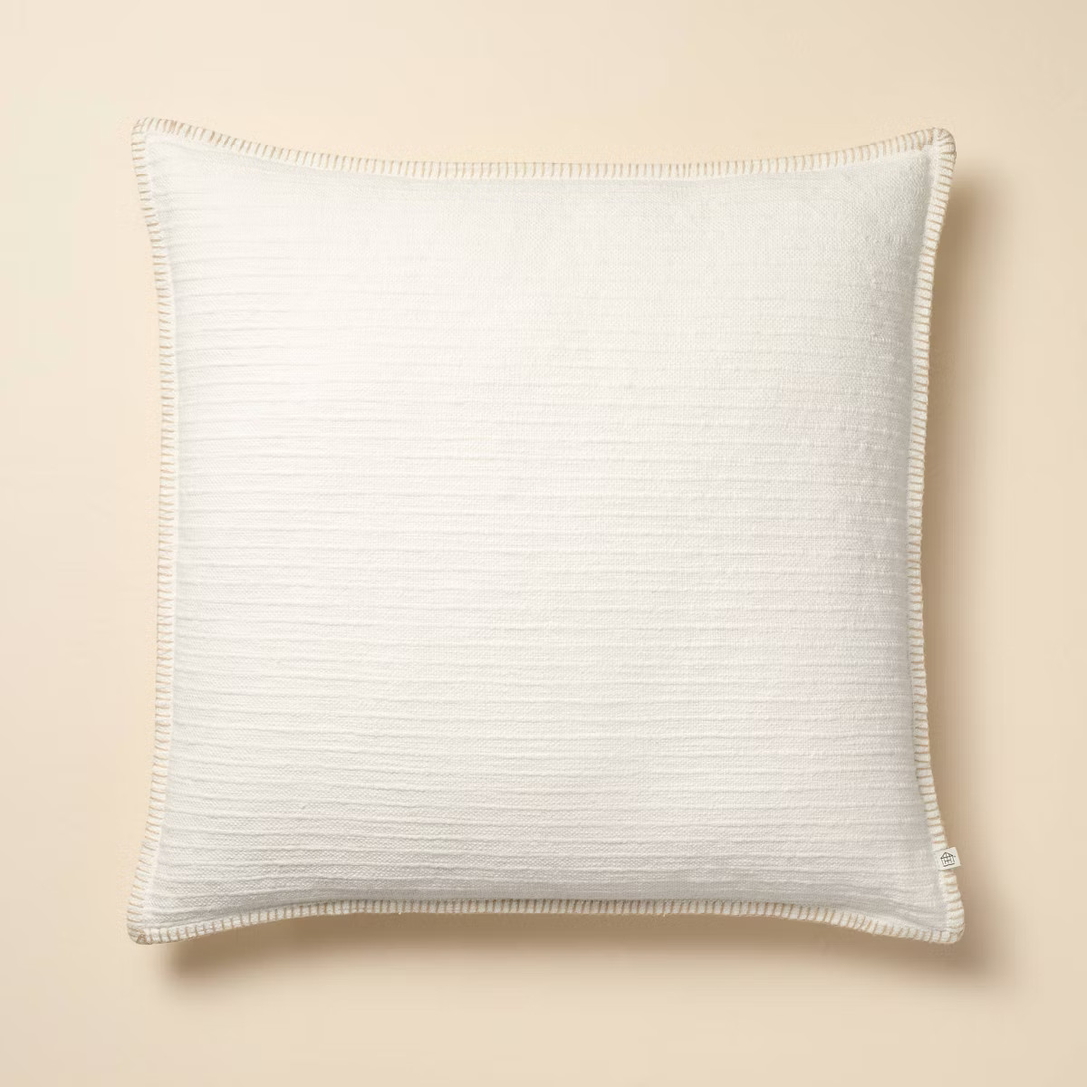 24"x24" Textured Pinstripe Square Throw Pillow Cream - Hearth & Hand™ with Magnolia | Target
