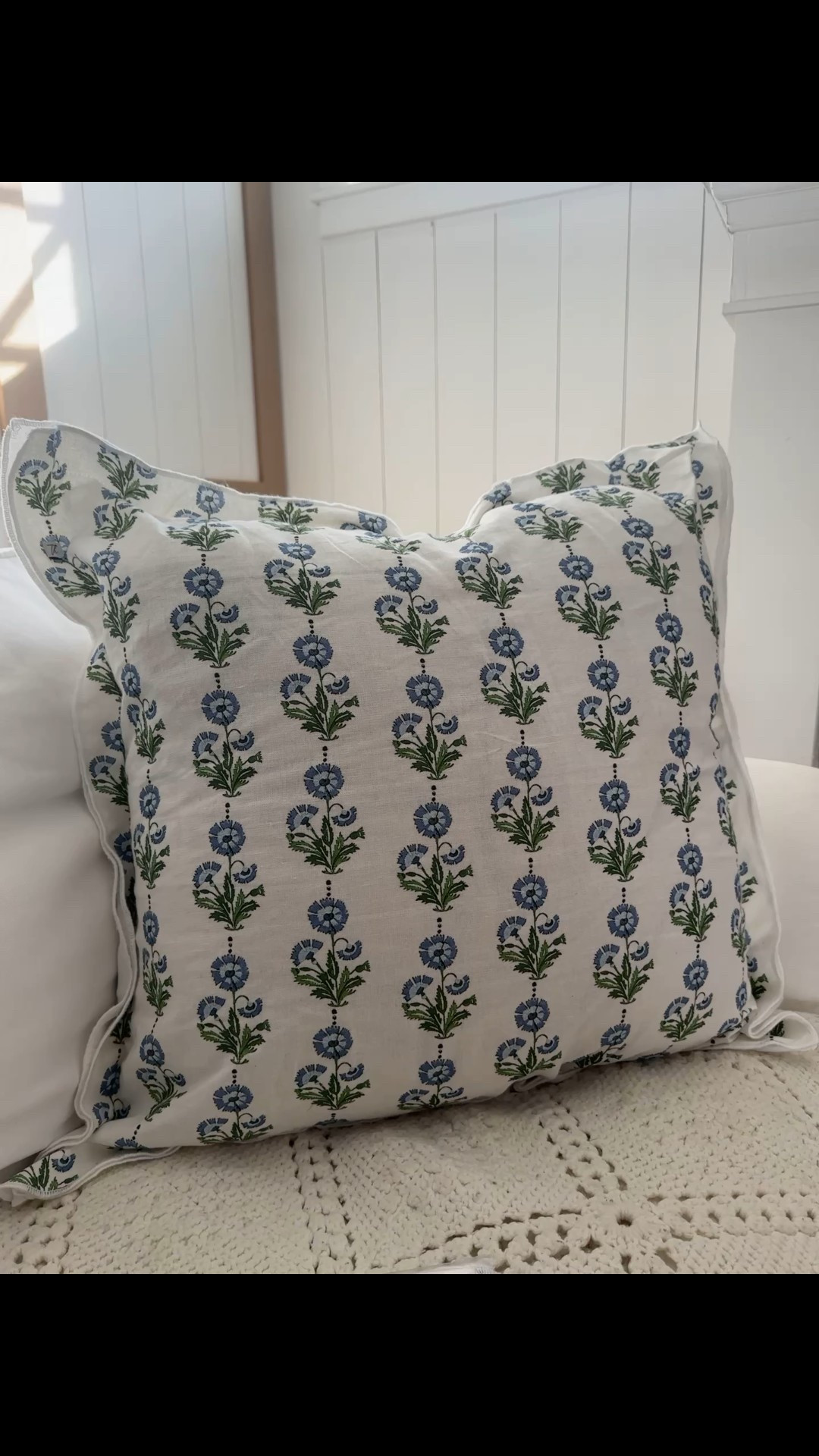 Block Print Blue and Green Spring Floral Pillow Covers 

#LTKHome