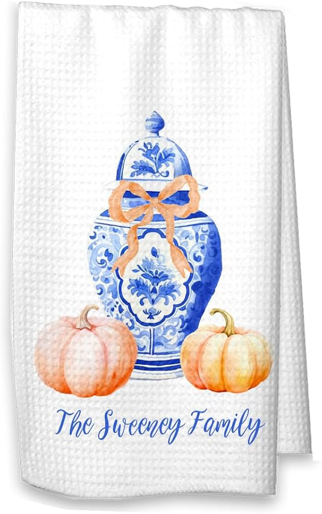 Studio 9Thirty3 Chinoiserie Ginger Jar and Pumpkins Waffle Towel, Kitchen Decor for Fall, Persona... | Amazon (US)