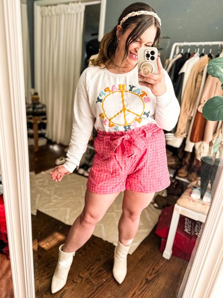 Sometimes I picture outfits in my head and think, “that might not look as cute in real life.” But then I try it anyway because it’s fun to experiment. And sometimes it does turn out adorable, like this one🥰
Heads up if these shorts are available in your size, snag them, because they’re on clearance for $7.

#LTKstyletip #LTKSeasonal #LTKfindsunder50