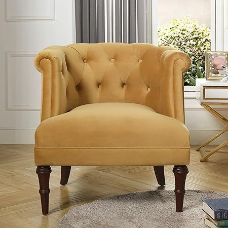Jennifer Taylor Home Katherine Tufted Accent Chair, Large, Gold | Amazon (US)