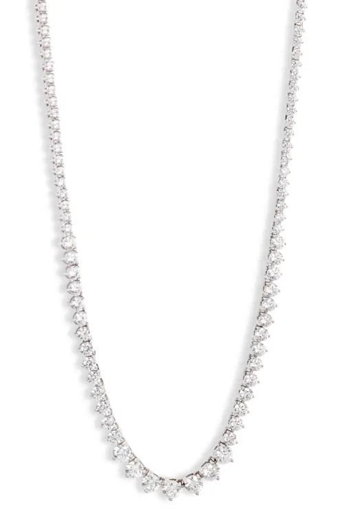 Nordstrom Graduated Cubic Zirconia Tennis Necklace in Clear- Silver at Nordstrom | Nordstrom