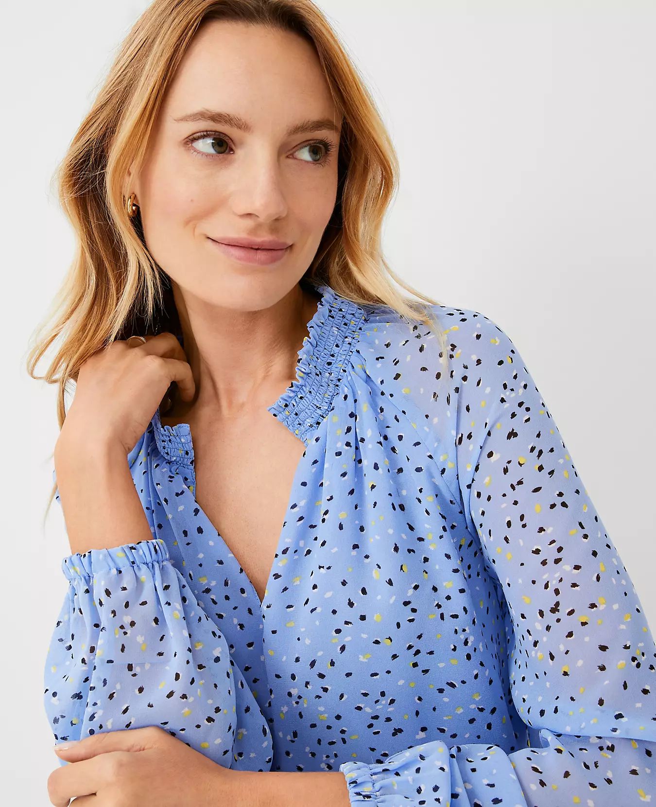 Flecked Smocked Top | Ann Taylor (US)