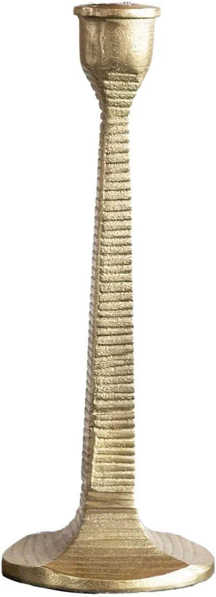 Creative Co-Op Metal Taper Holder with Ridged Pattern, Gold Finish | Amazon (US)