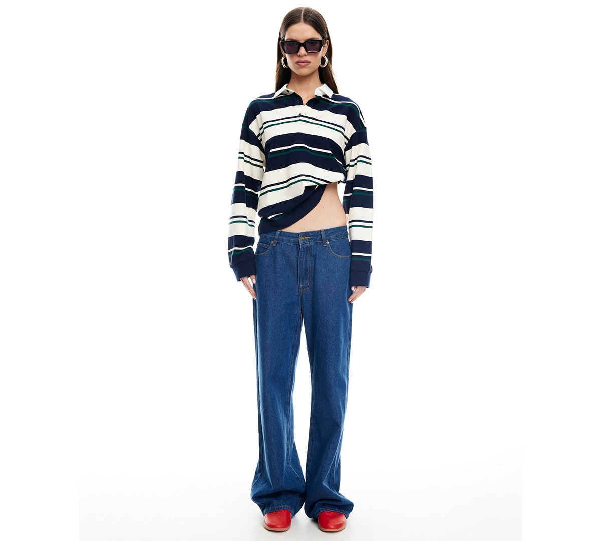 Lioness Women's Preppy Long-Sleeve Pull-On Top - Midnight Stripe | Macy's
