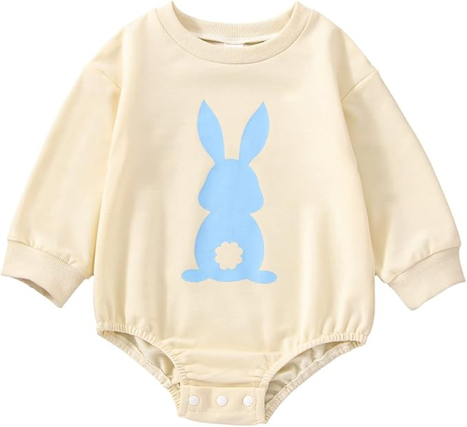 NaranjaBurbuja 1st Easter Outfit Infant Baby Boy Girl Bubble Bunny Sweatshirt Romper Top Long Sle... | Amazon (US)