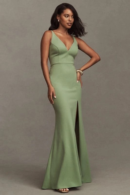 BHLDN Stella Sleeveless V-Neck Stretch Crepe Maxi Dress | Anthropologie (US)