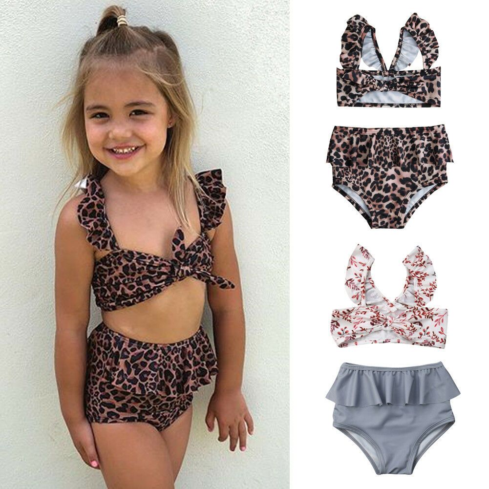 Baby Girls Toddler Kid Leopard Swimwear Swimsuit Bowknot Bikini Set Bathing Suit | Walmart (US)