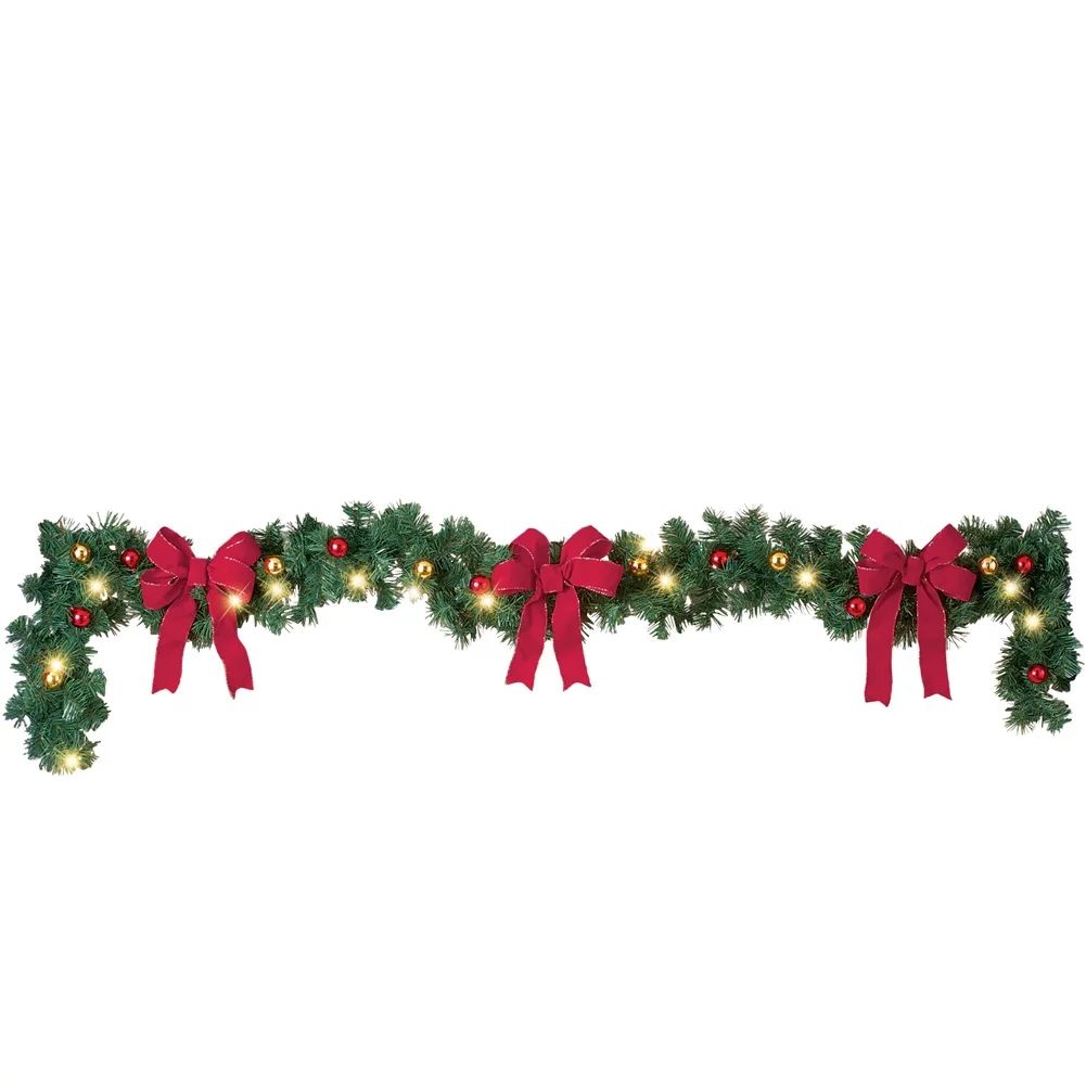 Collections Etc Decorated Solar Lighted Christmas Garland | Walmart (US)