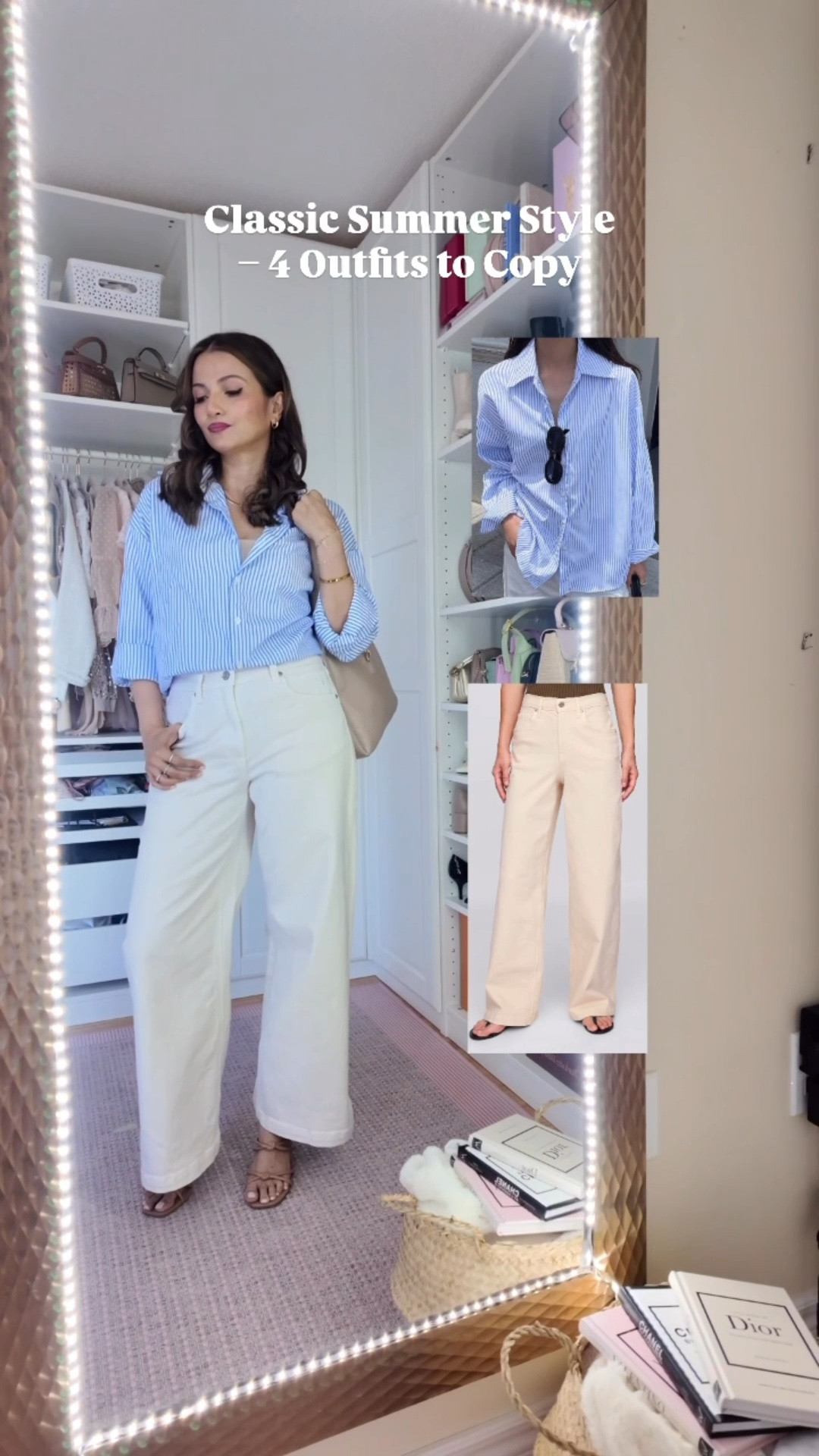 WARDROBE STAPES - chic, easy, and timeless 🤍 Styling some of my go-to summer pieces: white jeans, light neutrals, and feminine details. Which look is your fave? 

#SummerStyle #ClassicStyle #summeroutfitideas 

#LTKsummer #LTKcanada #LTKworkwear