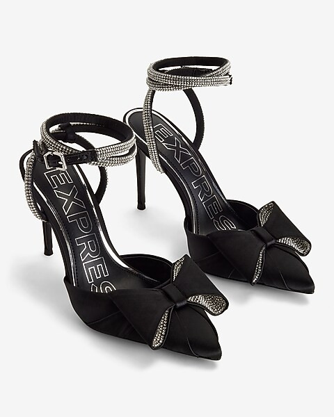 Rhinestone Bow Embellished Strap Pumps | Express