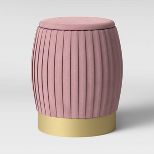 Sachsia Pleated Velvet Ottoman with Brass Base Blush Pink - Opalhouse™ | Target